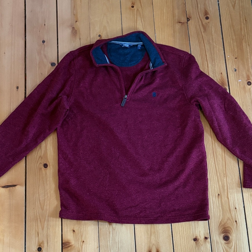 Izod Maroon Quarter Zip Pullover Sweater